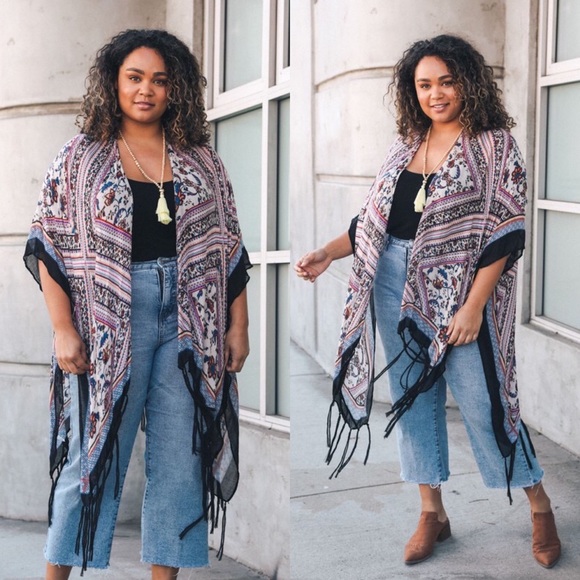 Accessories - Boho Fringe Tassel Kimono kimono Wrap Top Shawl